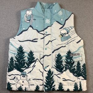 Peanuts BoxLunch Snoopy Winter Puffer Vest SM Blue Ski Ice Skate 2025 Adult